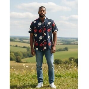 Cactus Man Ricky Singh Men’s Floral Casual Button Down Shirt